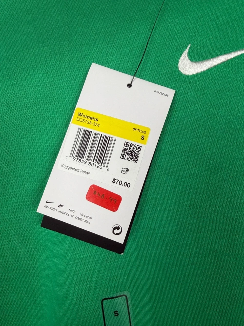 Nike Green Crewneck Sweatshirt with White Swoosh Women’s Small NWT - Picture 5 of 7